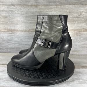 Beautifeel Women’s Black & Gray Leather Heeled Ankle Boots Size EU 41 US 10